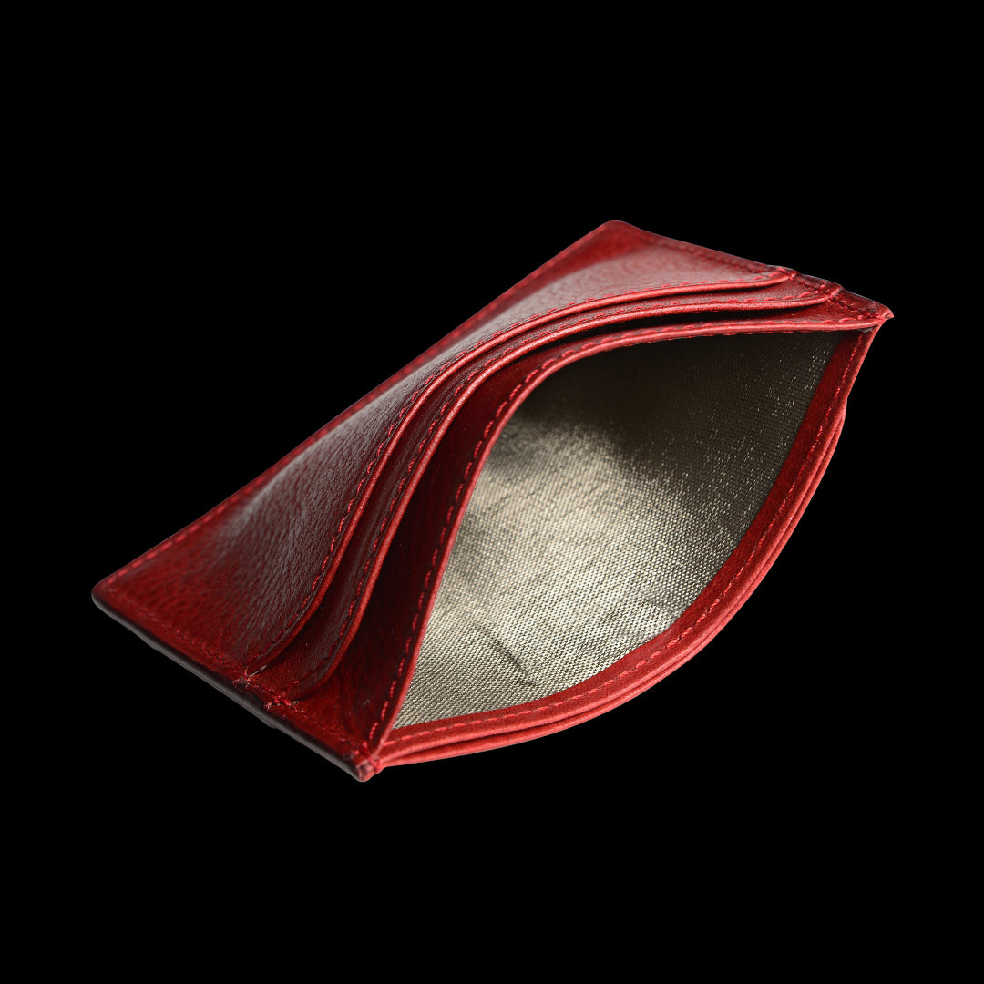 Leather Credit Card Holder - Red
