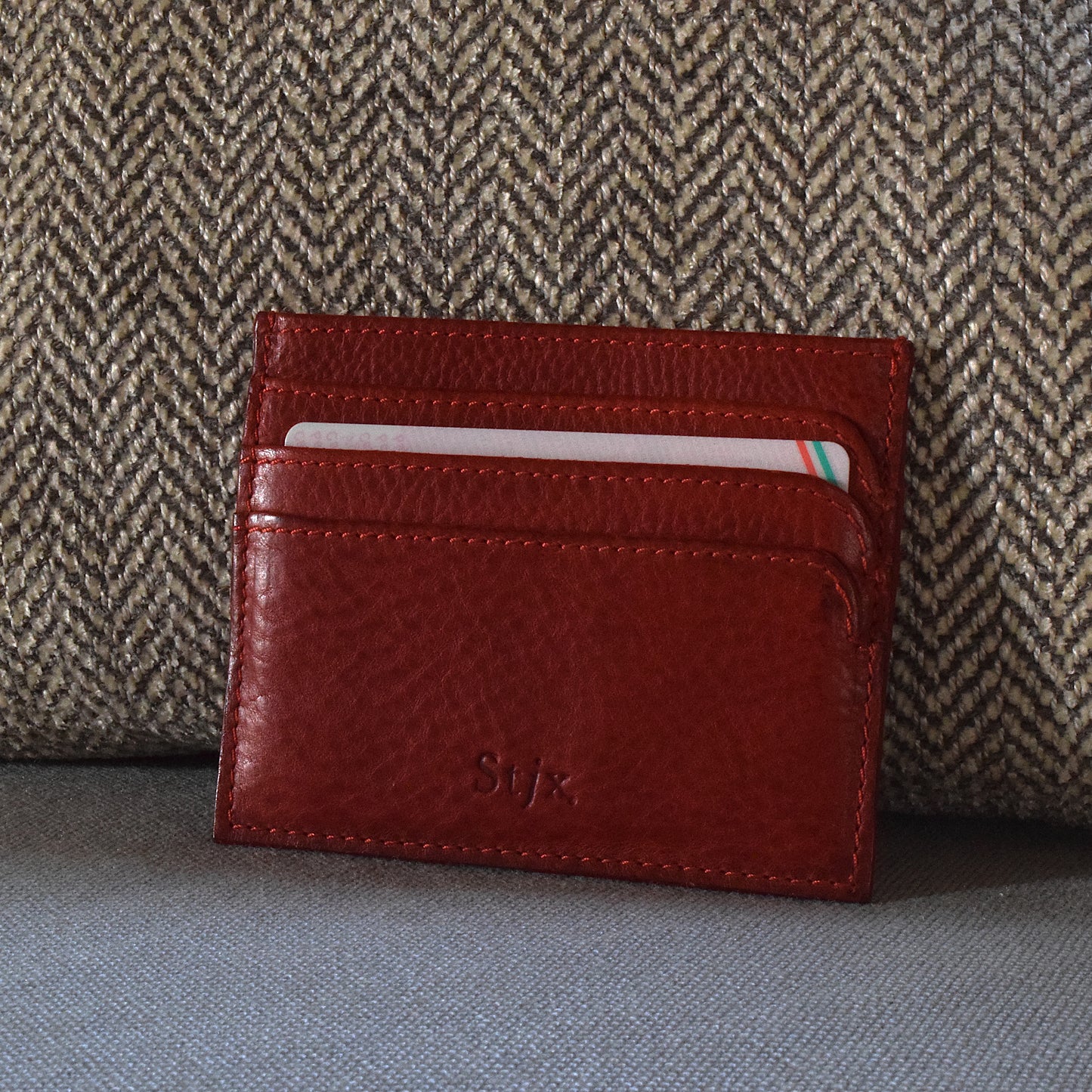 Leather Credit Card Holder - Red