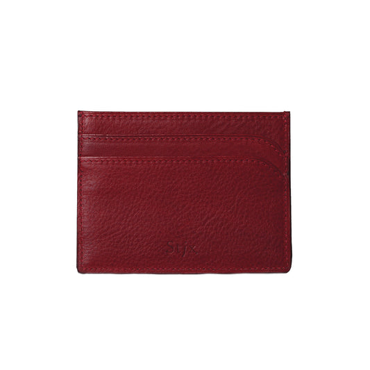 Leather Credit Card Holder - Red