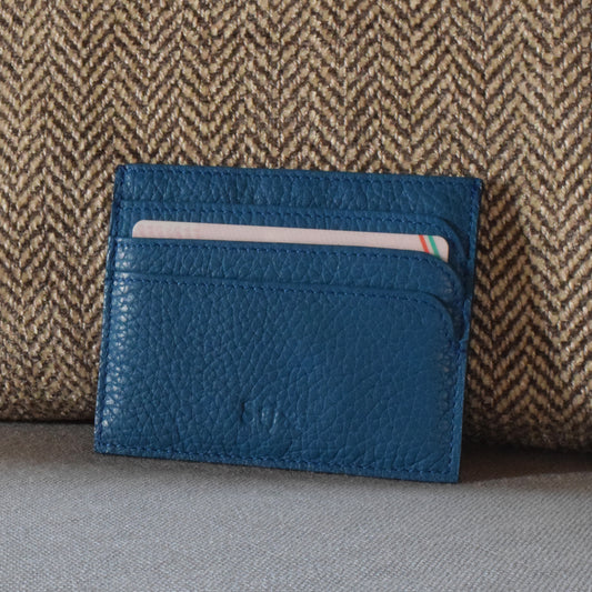 Leather Credit Card Holder - Blue