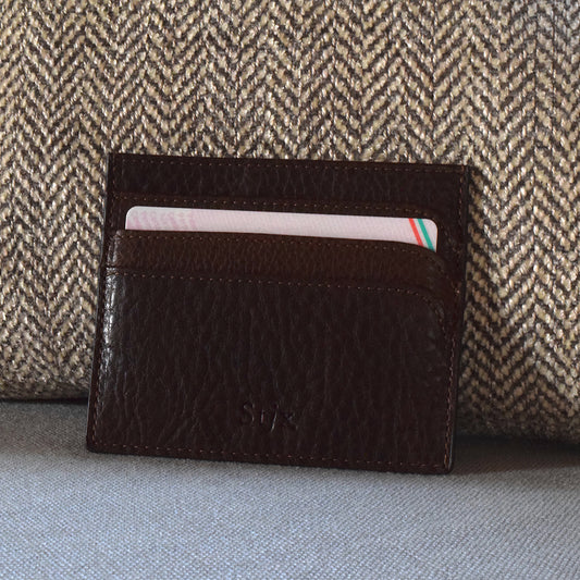 Leather Credit Card Holder - Brown