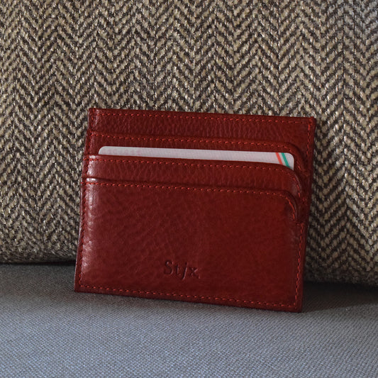 Leather Credit Card Holder - Red