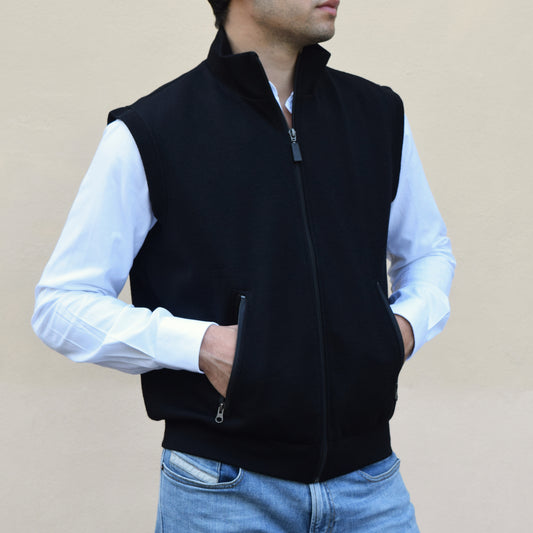 Windproof Wool Gilet - Black